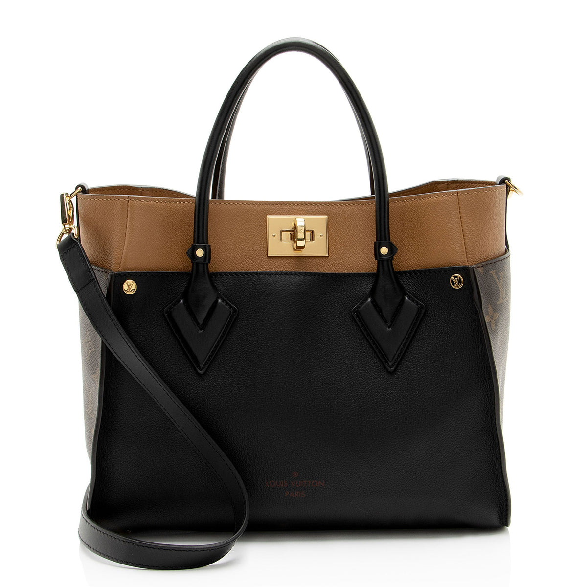 Louis Vuitton Calfskin Monogram Canvas On My Side MM Tote