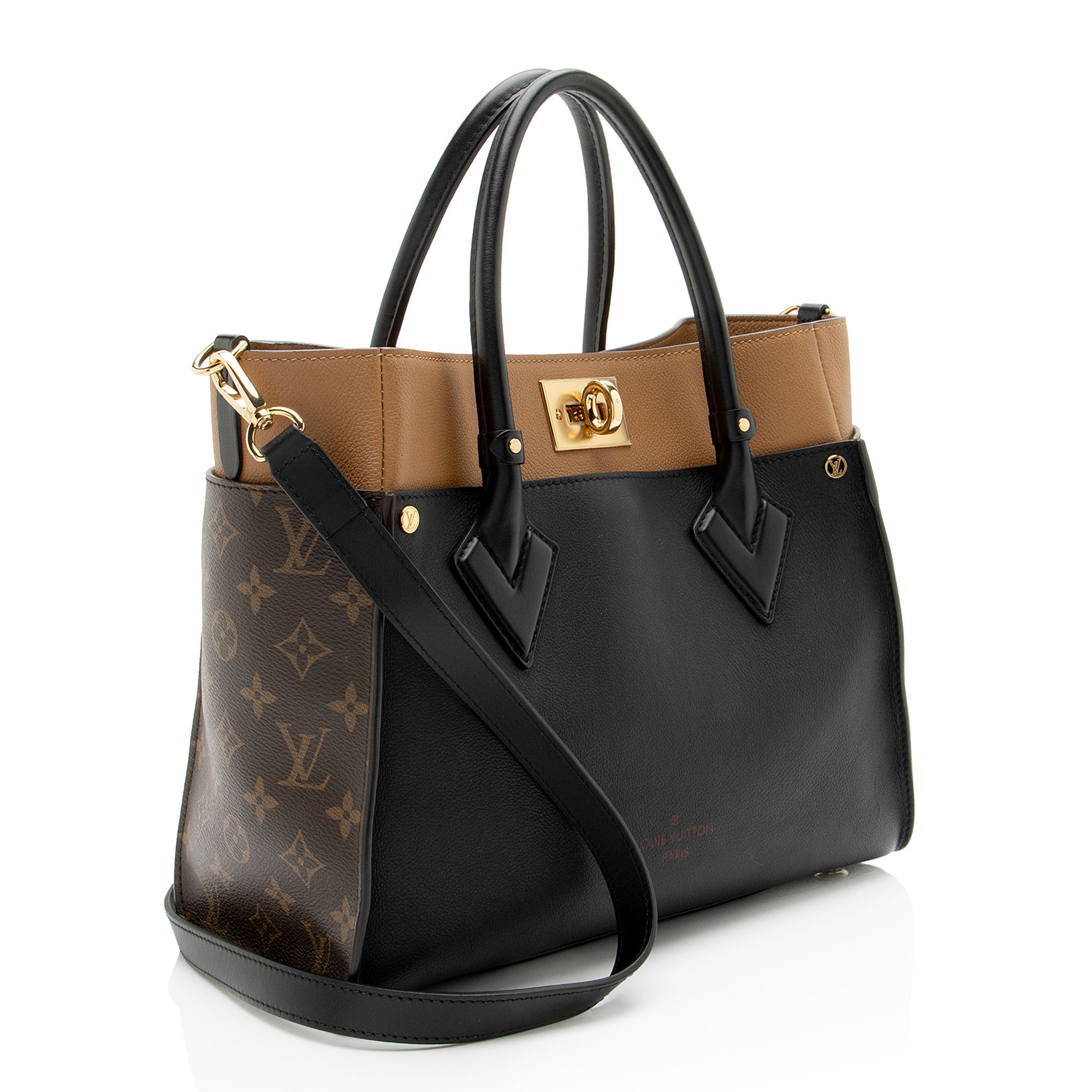Louis Vuitton Calfskin Monogram Canvas On My Side MM Tote