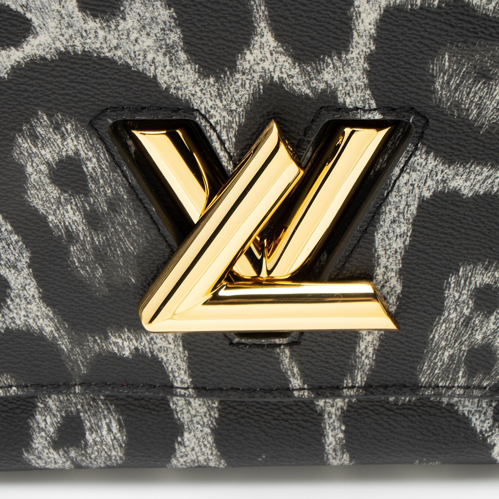 Louis Vuitton Coated Canvas Wild Animal Print Twist MM Shoulder Bag