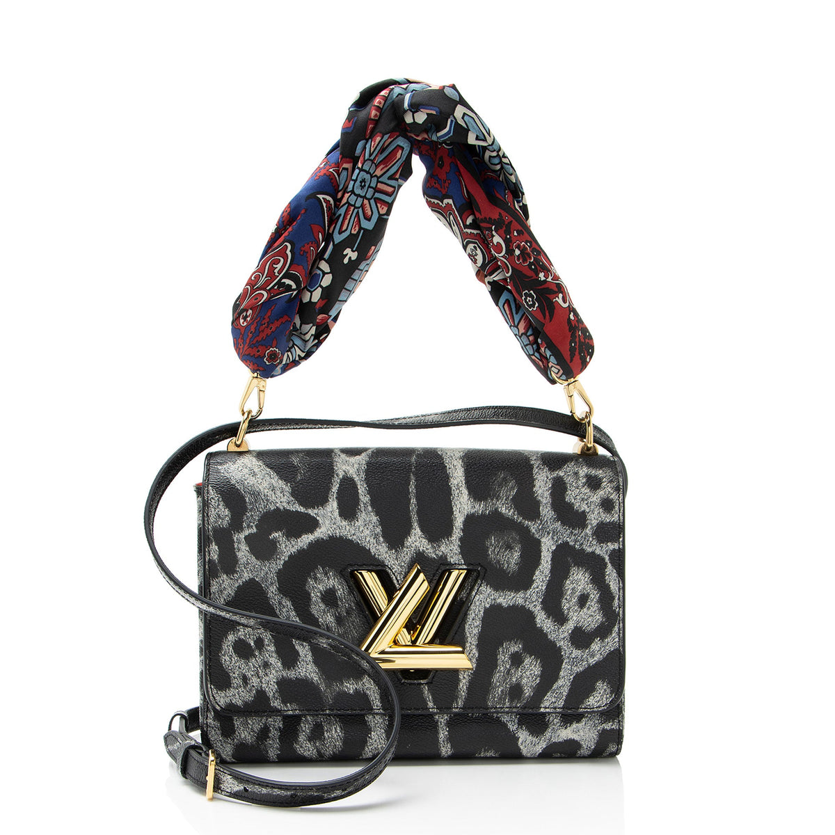 Louis Vuitton Coated Canvas Wild Animal Print Twist MM Shoulder Bag