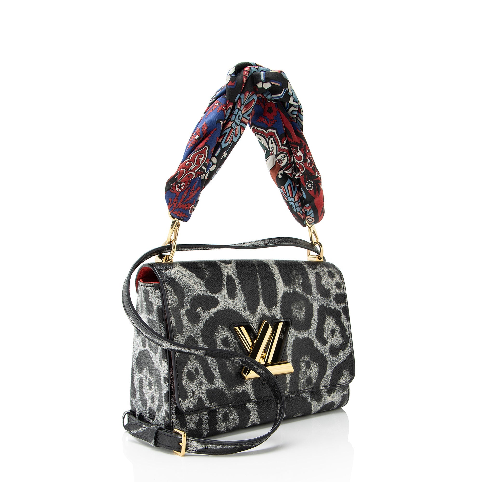 Louis Vuitton Coated Canvas Wild Animal Print Twist MM Shoulder Bag