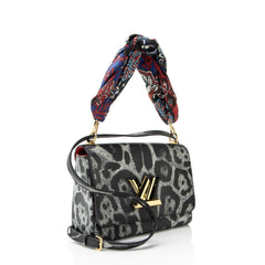 Louis Vuitton Coated Canvas Wild Animal Print Twist MM Shoulder Bag