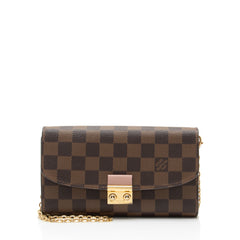 Louis Vuitton Damier Ebene Croisette Chain Wallet