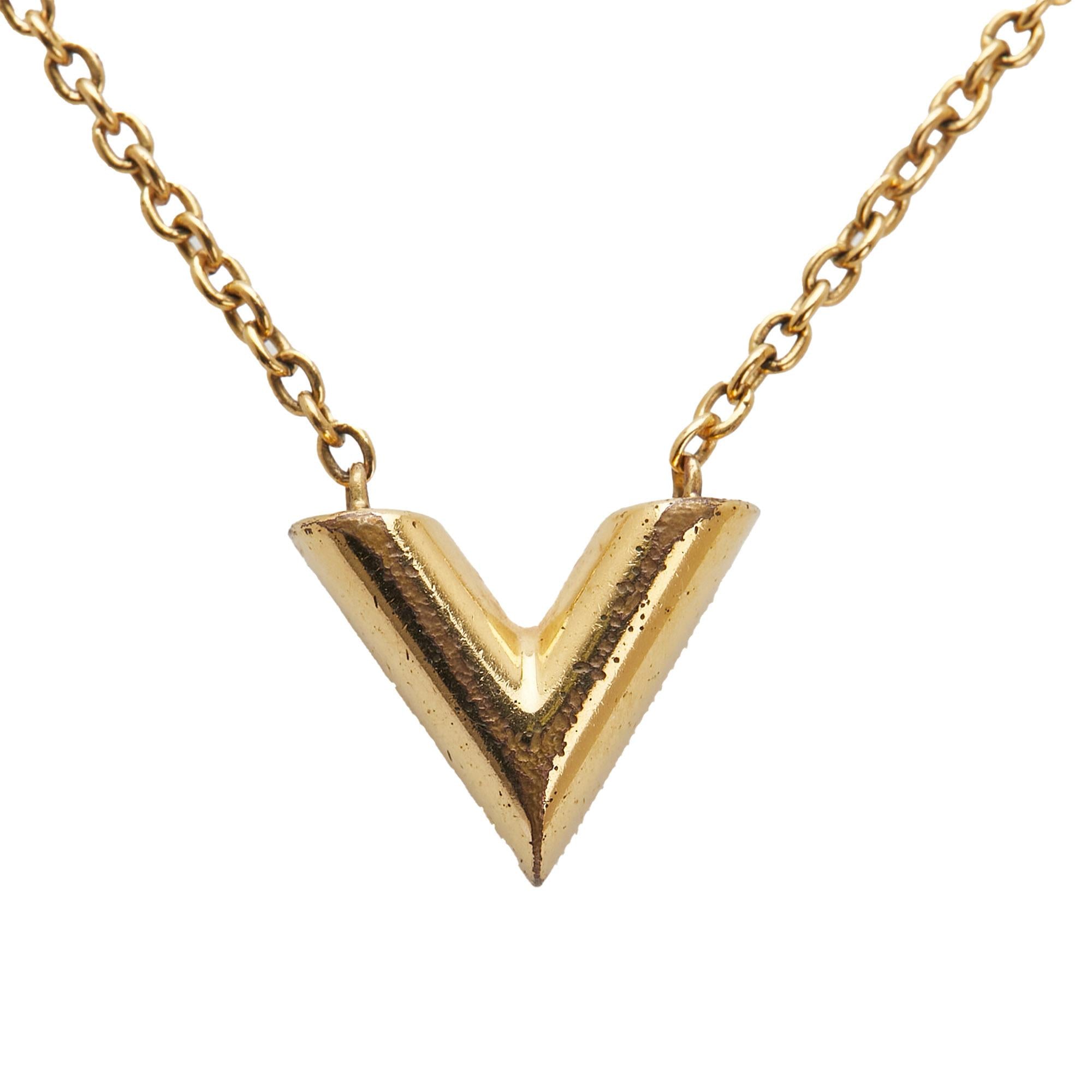 Louis Vuitton Gold Plated Essential V Necklace