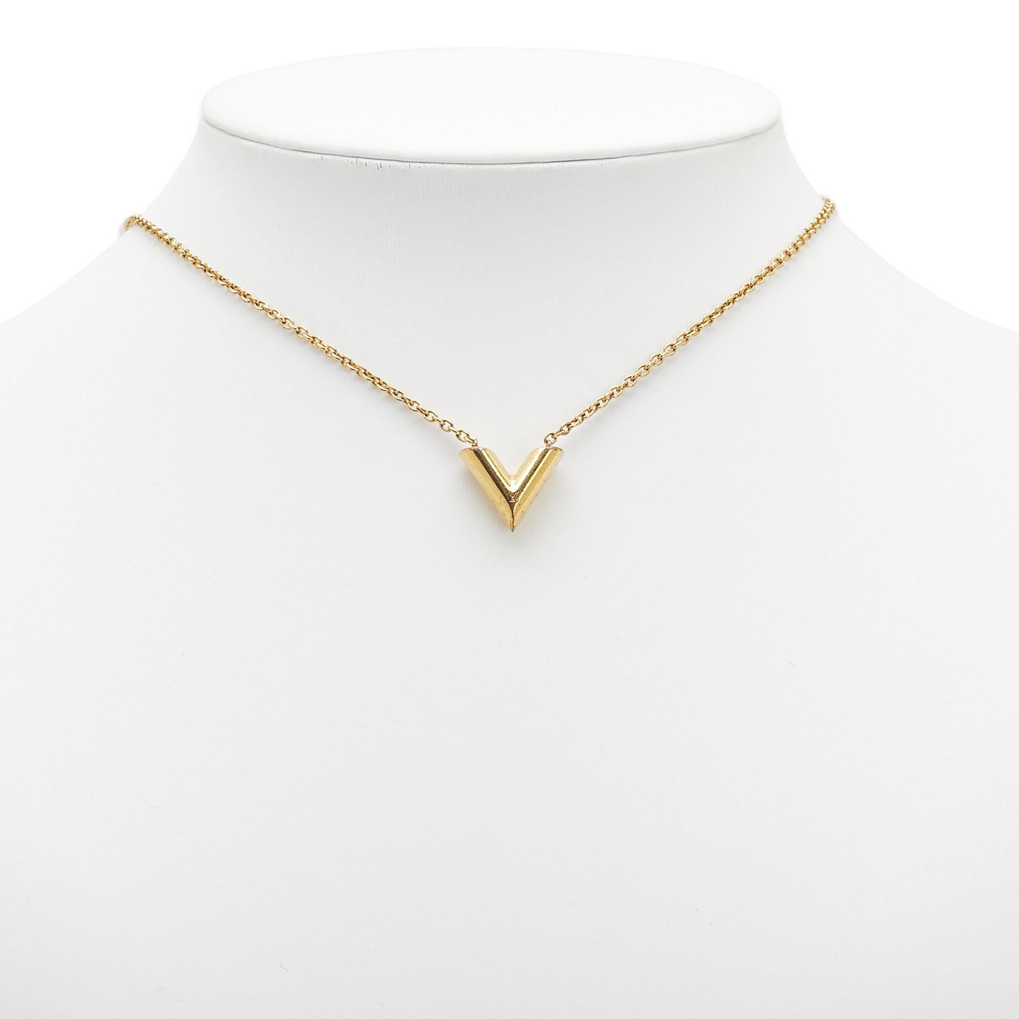 Louis Vuitton Gold Plated Essential V Necklace