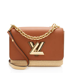 Louis Vuitton Leather Raffia Twist MM Shoulder bag