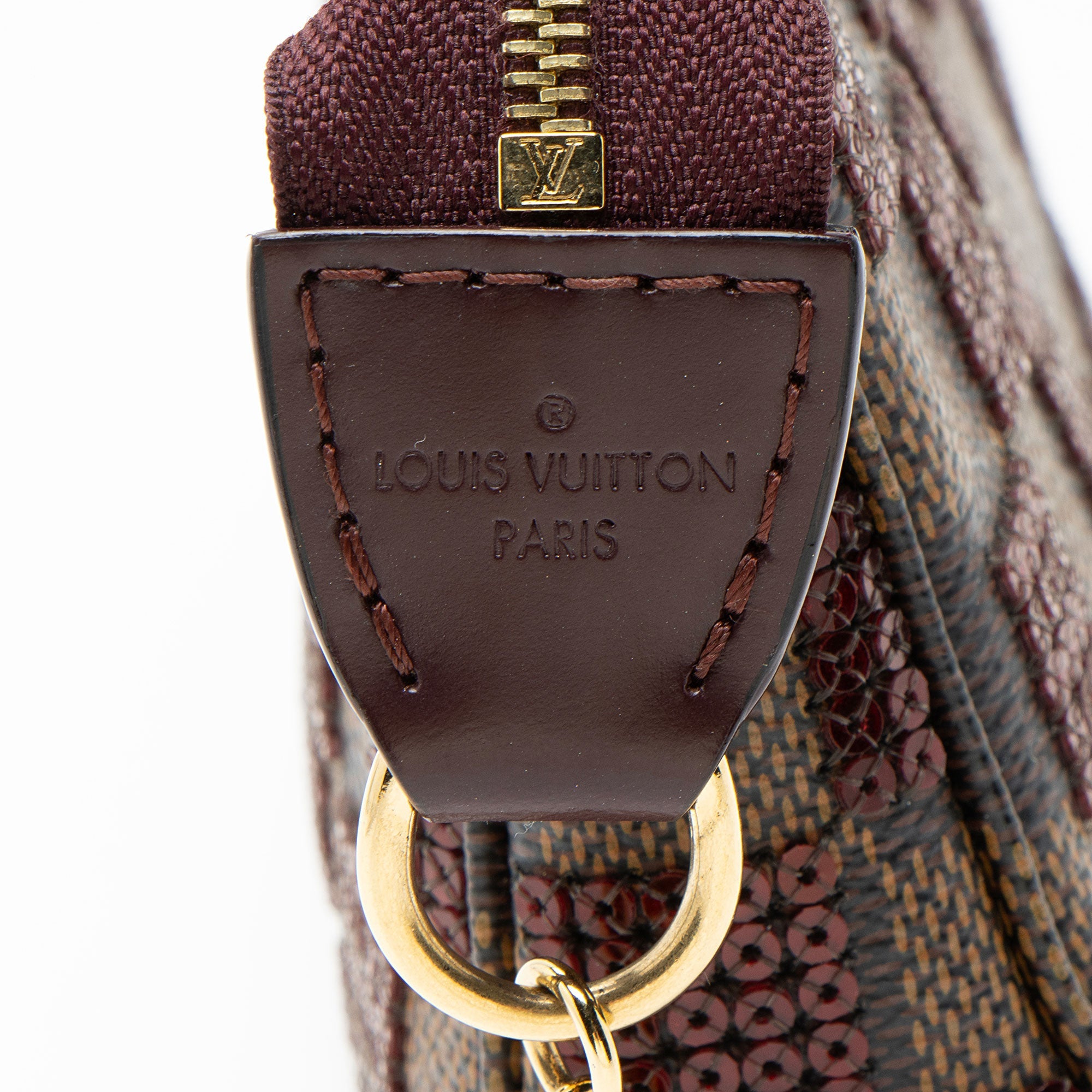 Louis Vuitton Limited Edition Damier Ebene Paillettes Mini Accessoires Pochette