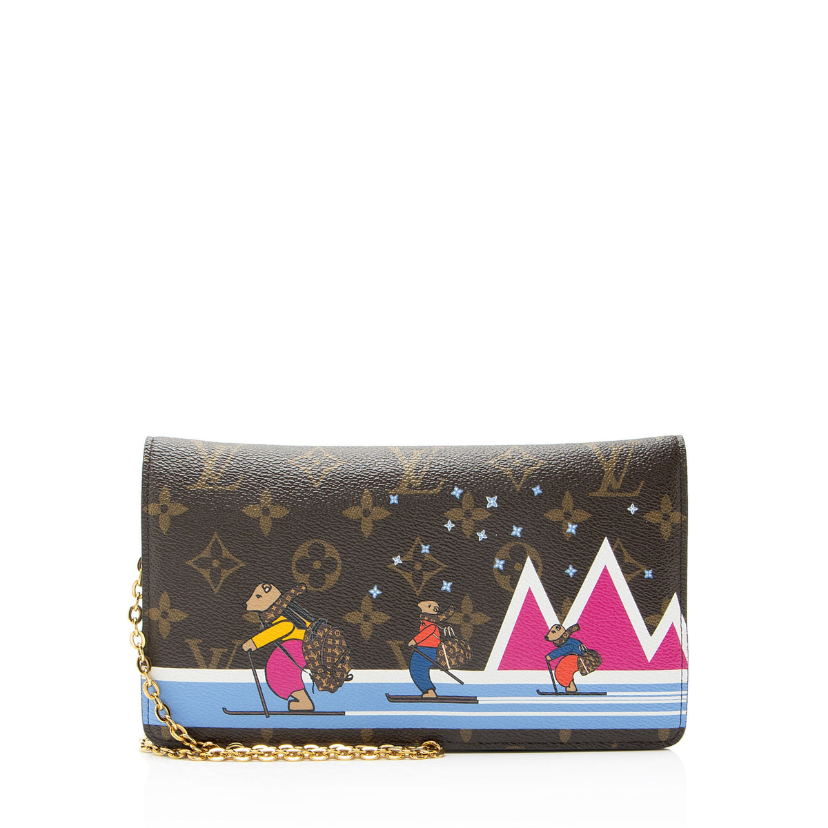 Louis Vuitton Limited Edition Monogram Canvas Animation Ski Bears Pochette Weekend Bag