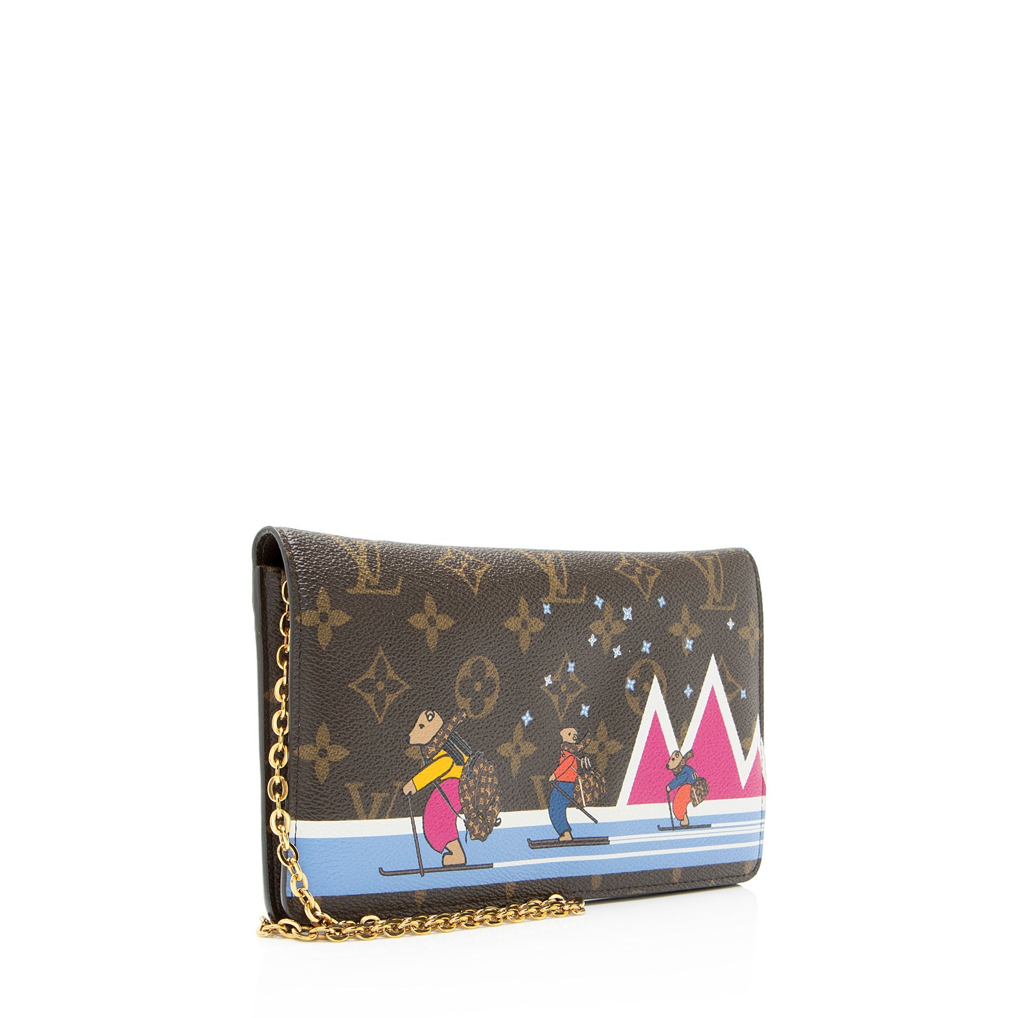Louis Vuitton Limited Edition Monogram Canvas Animation Ski Bears Pochette Weekend Bag