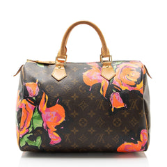 Louis Vuitton Limited Edition Monogram Canvas Roses Speedy 30 Satchel