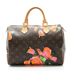 Louis Vuitton Limited Edition Monogram Canvas Roses Speedy 30 Satchel