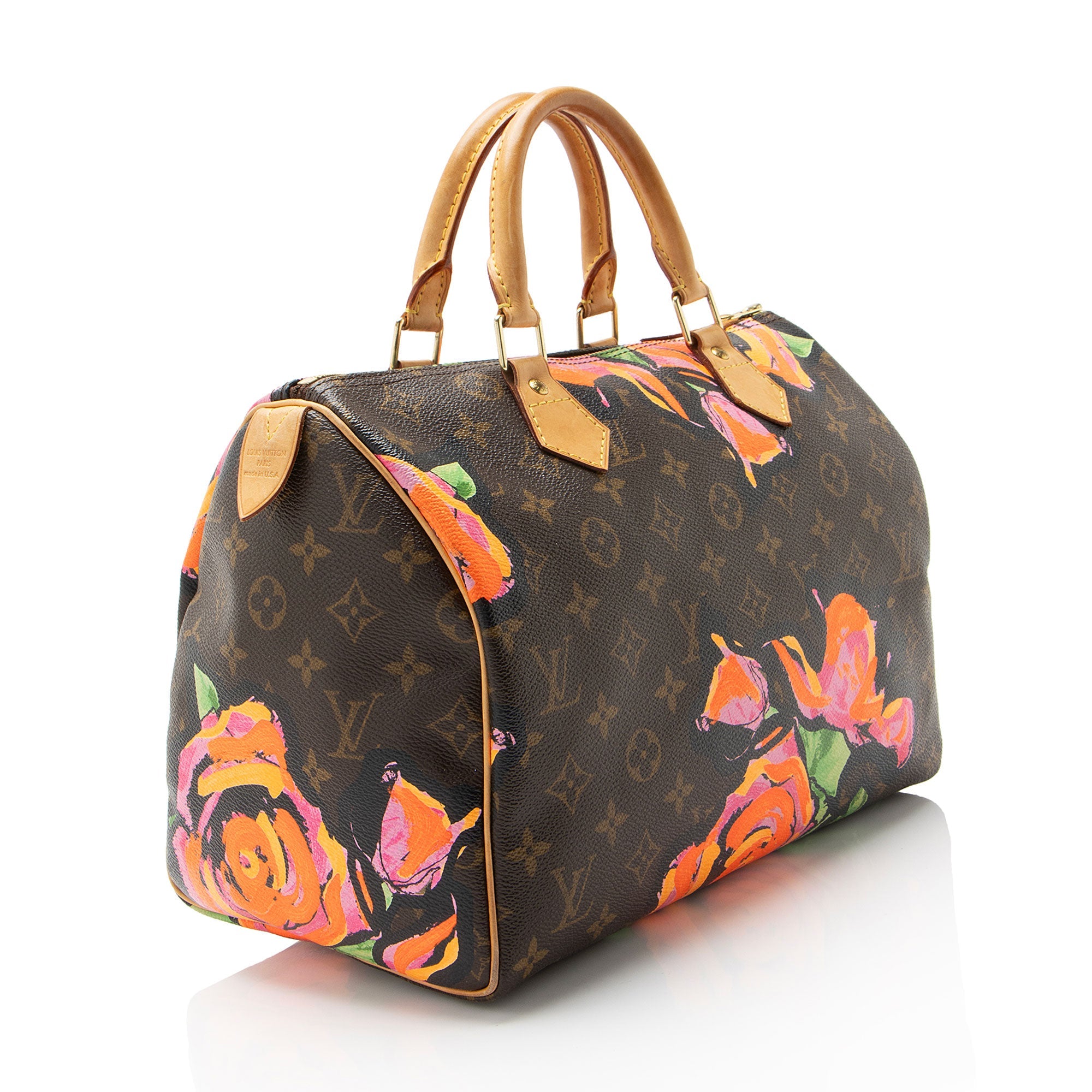 Louis Vuitton Limited Edition Monogram Canvas Roses Speedy 30 Satchel