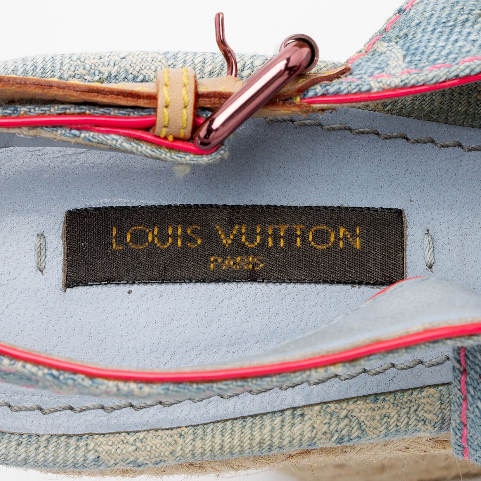Louis Vuitton Limited Edition Monogram Denim Rosa Espadrille Wedges - Size 8.5 / 38.5