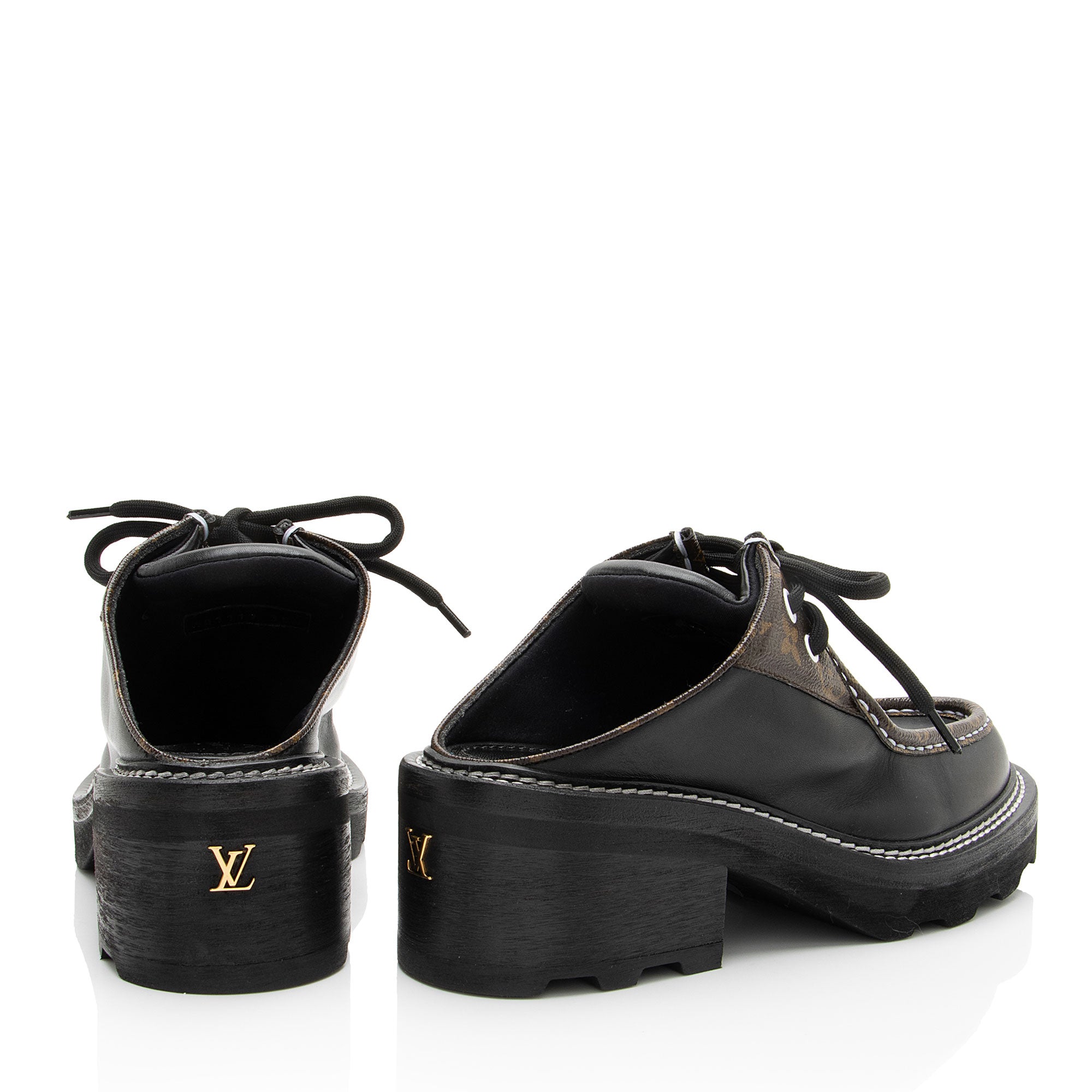 Louis Vuitton Monogram Canvas Beaubourg Open Back Derby Platform Loafers - Size 7 / 37