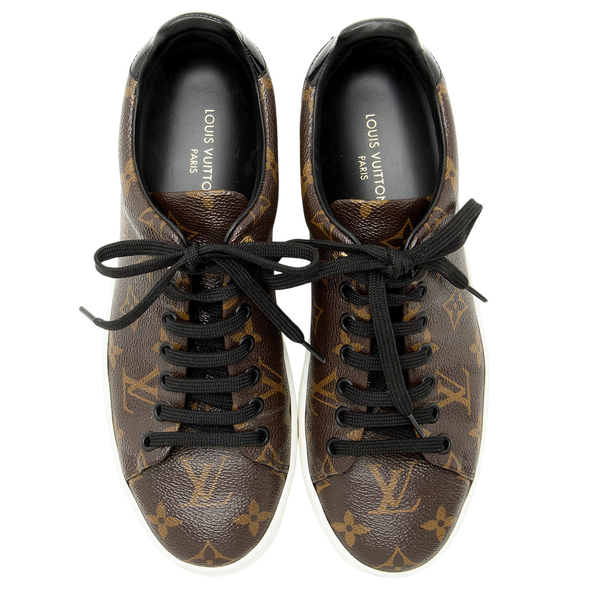 Louis Vuitton Monogram Canvas Patent Leather Front Row Sneakers - Size 7 / 37