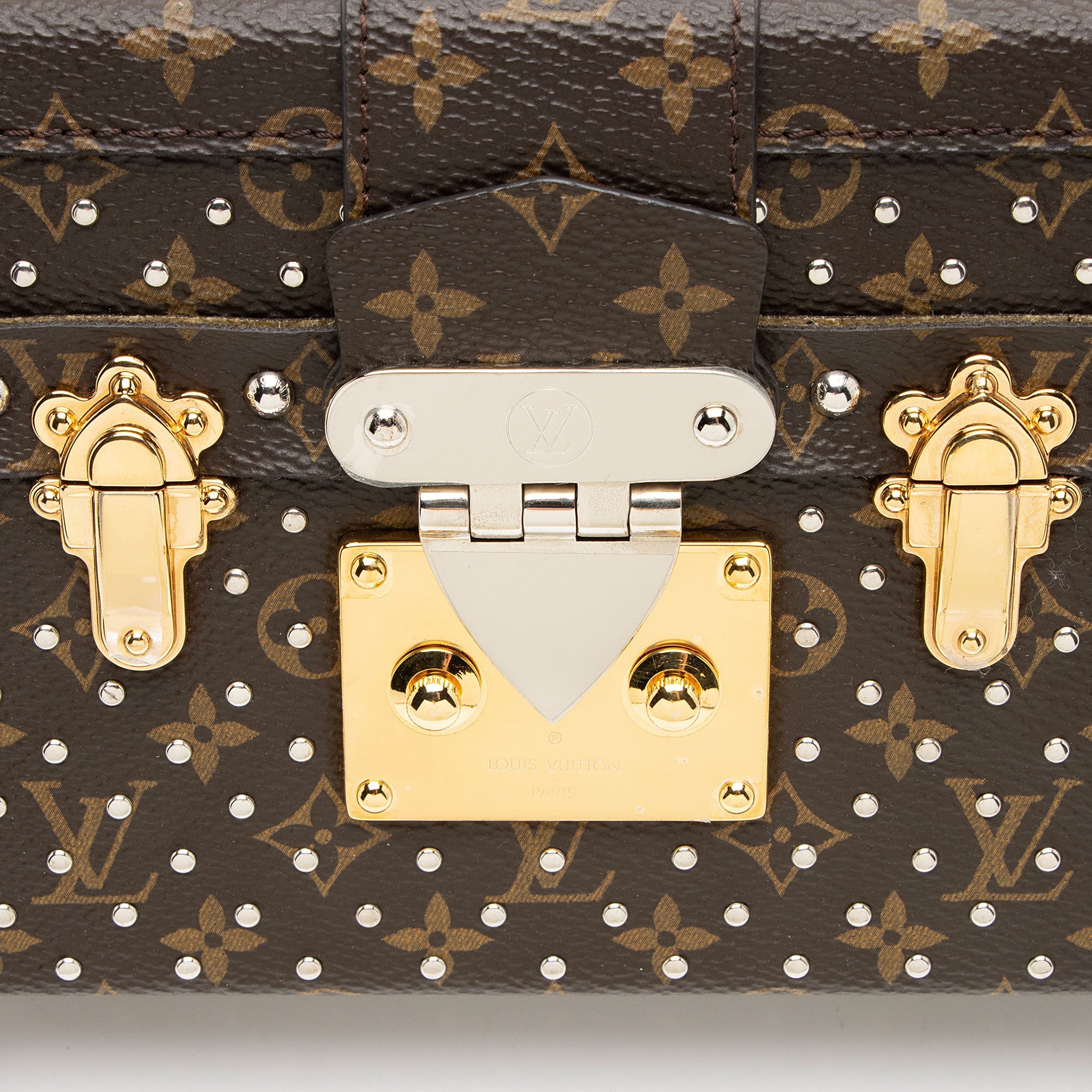 Louis Vuitton Monogram Canvas Studded Petite Malle Bag