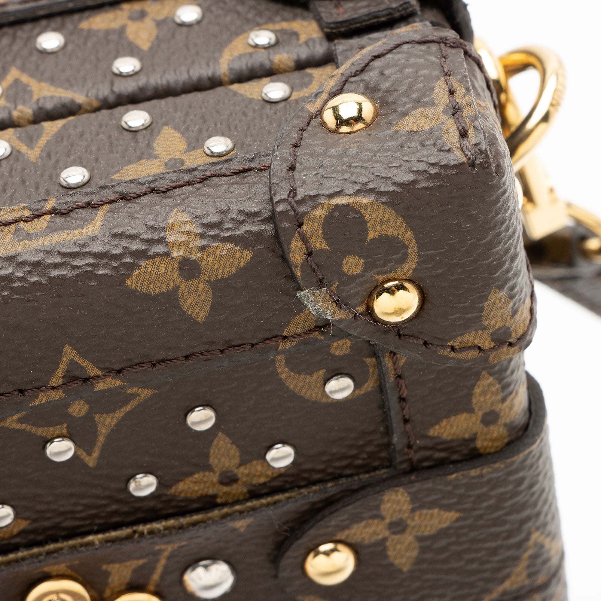 Louis Vuitton Monogram Canvas Studded Petite Malle Bag