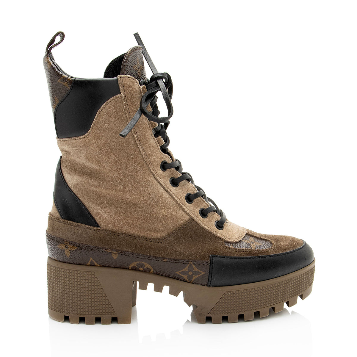 Louis Vuitton Monogram Canvas Suede Laureate Desert Platform Boots - Size 6 / 36
