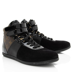 Louis Vuitton Monogram Canvas Suede Move Up Sneakers - Size 8.5 / 38.5