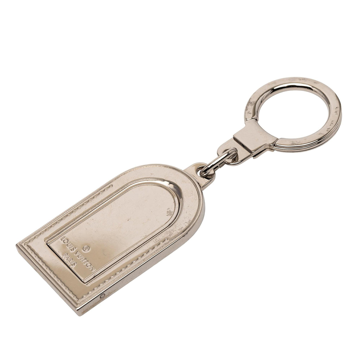 Louis Vuitton Silver Metal Luggage Tag Key Holder