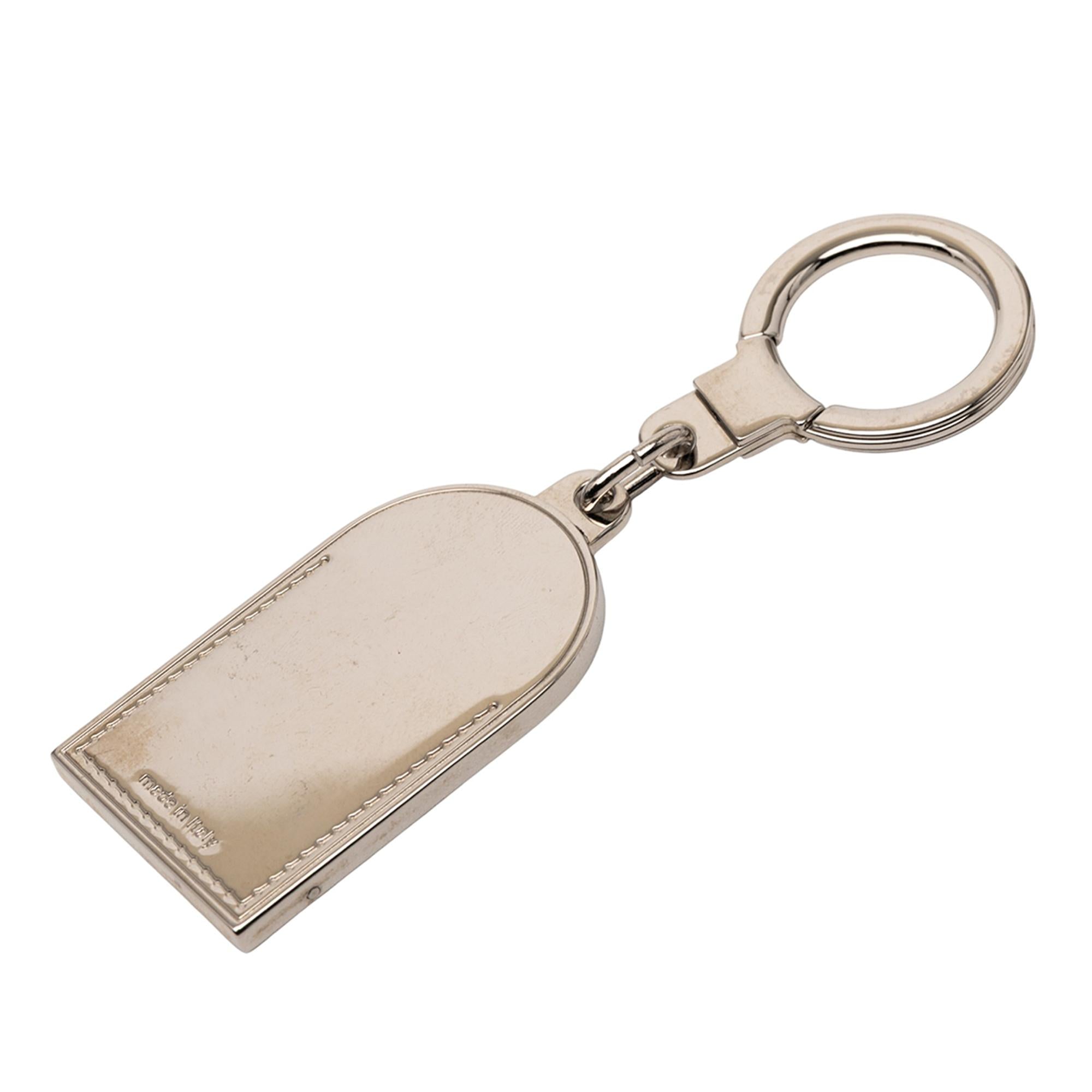 Louis Vuitton Silver Metal Luggage Tag Key Holder