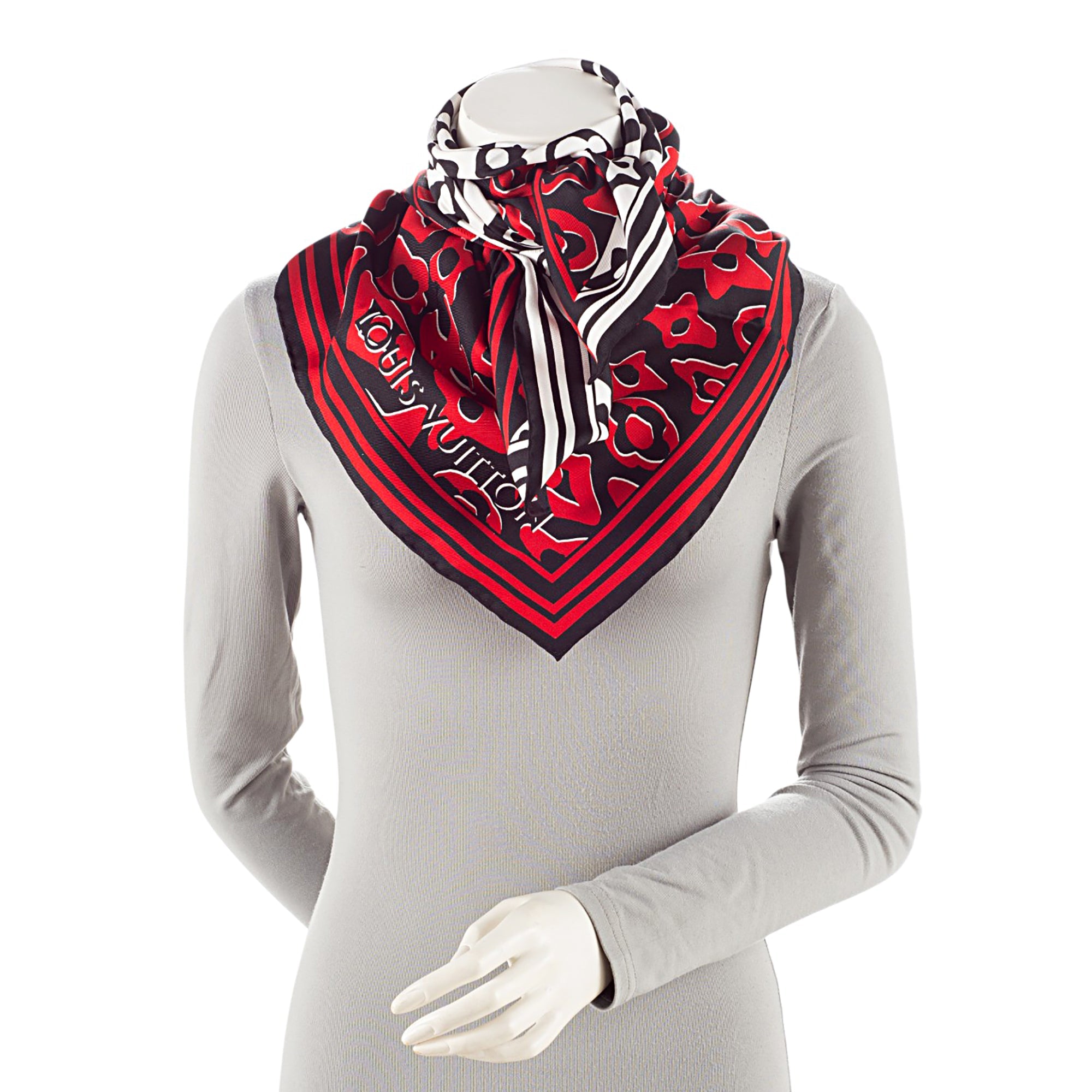 Louis Vuitton x Urs Fischer Silk Multicolor Monogram 90cm Scarf