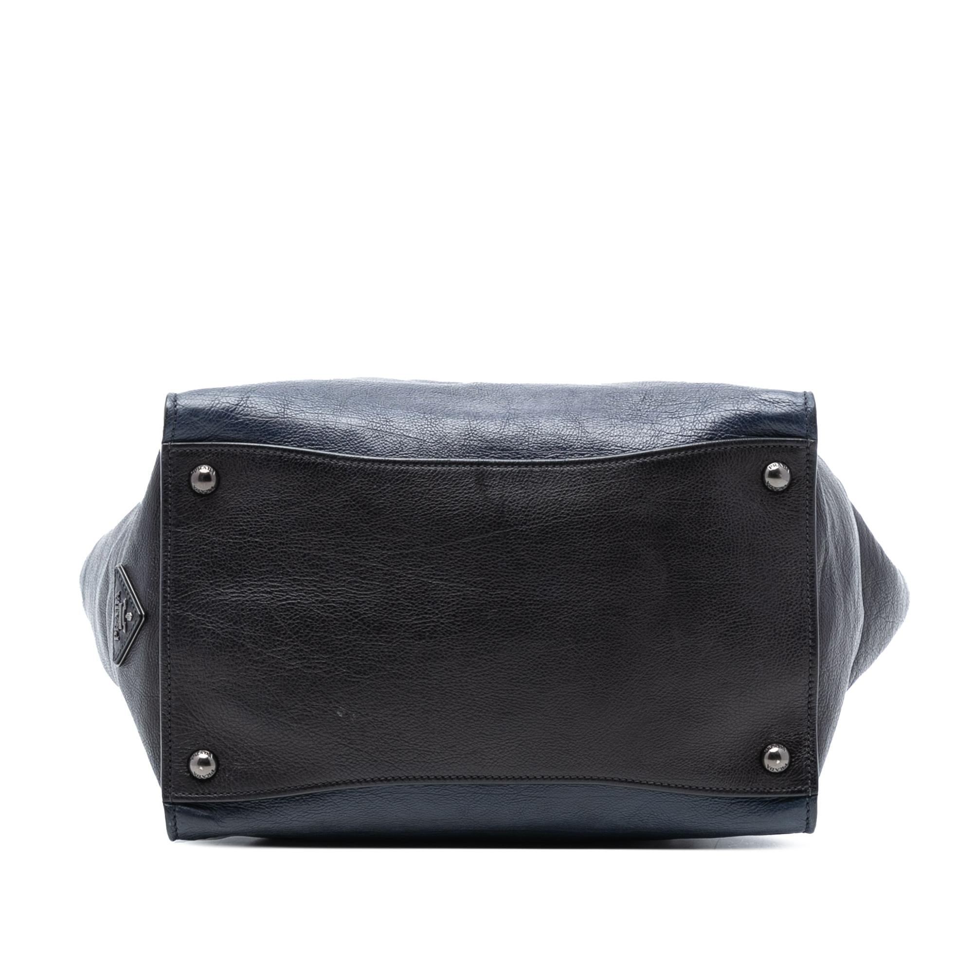 Prada Bicolor Glace Calf Sound Lock Satchel