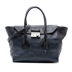 Prada Bicolor Glace Calf Sound Lock Satchel