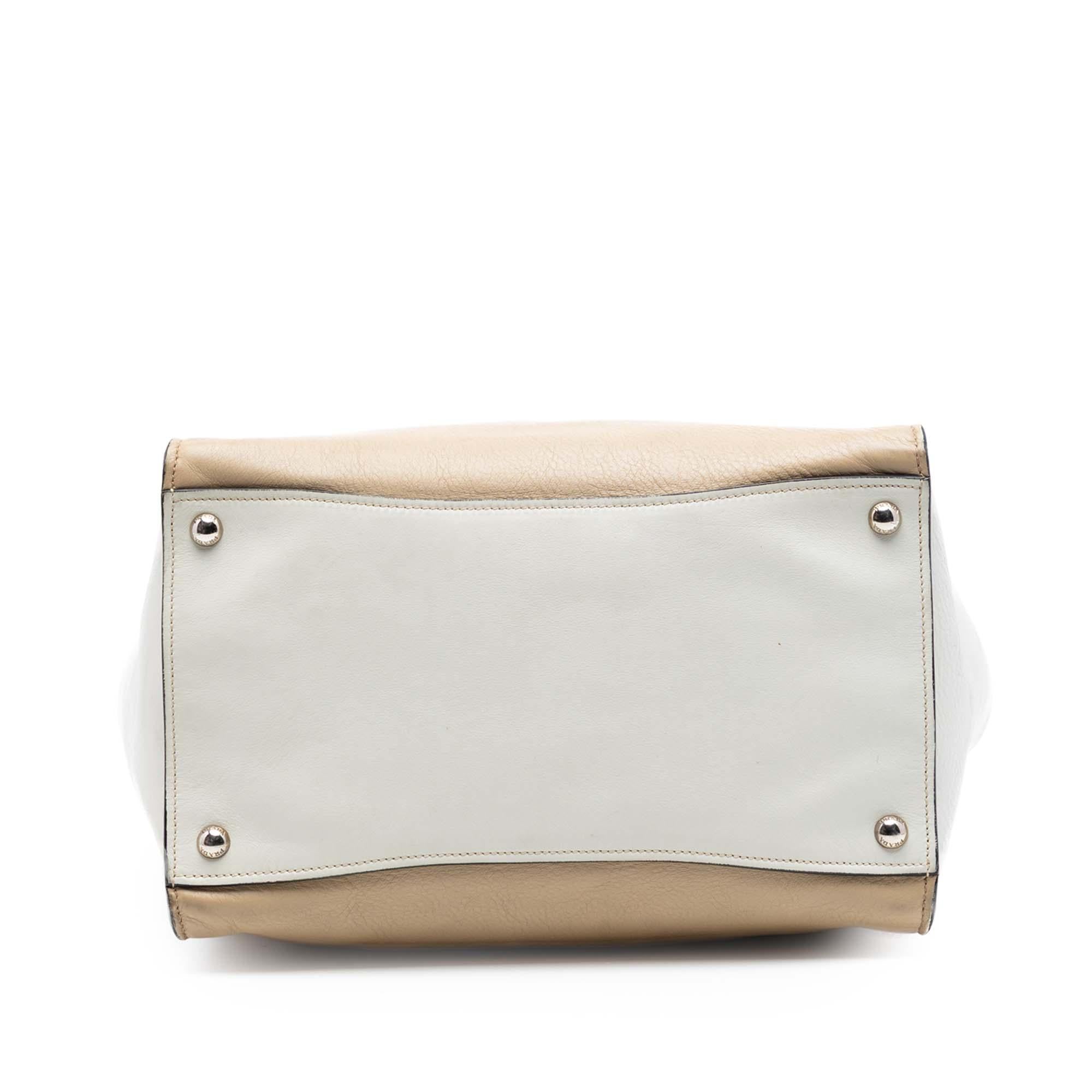 Prada Bicolor Glace Calf Twin Pocket Double Handle Satchel