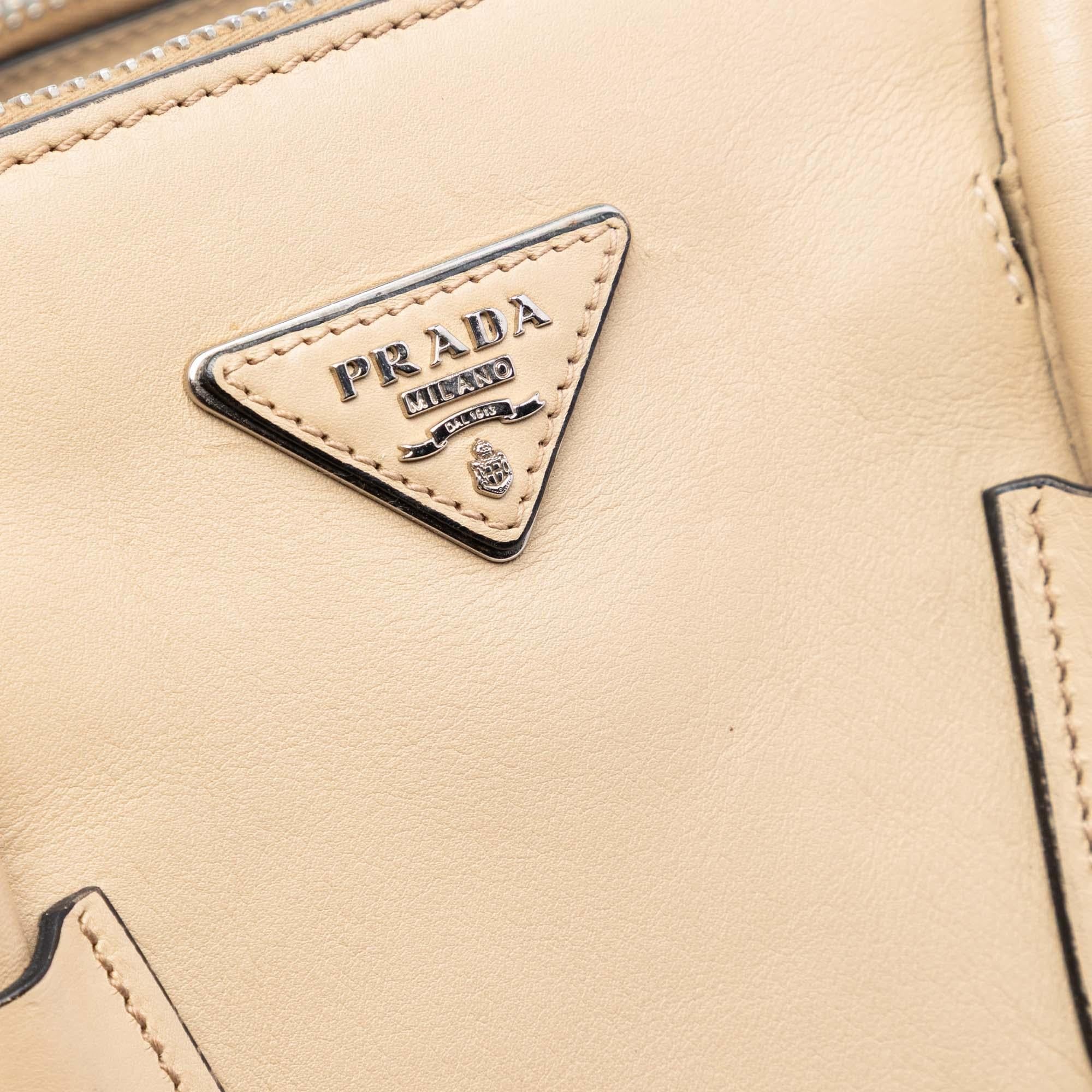 Prada Bicolor Glace Calf Twin Pocket Double Handle Satchel
