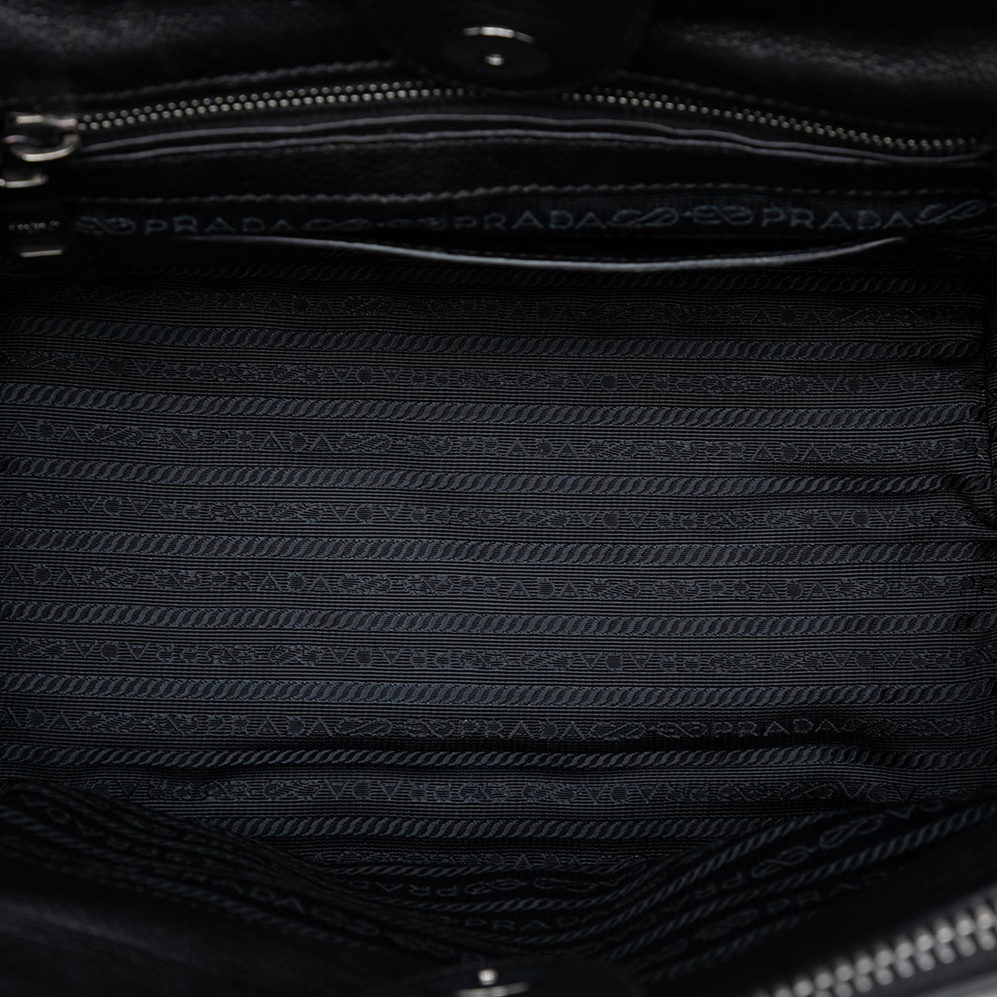 Prada Bicolor Glace Calf Twin Pocket Double Handle Satchel