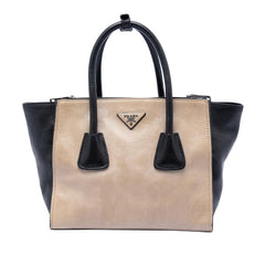 Prada Bicolor Glace Calf Twin Pocket Double Handle Satchel