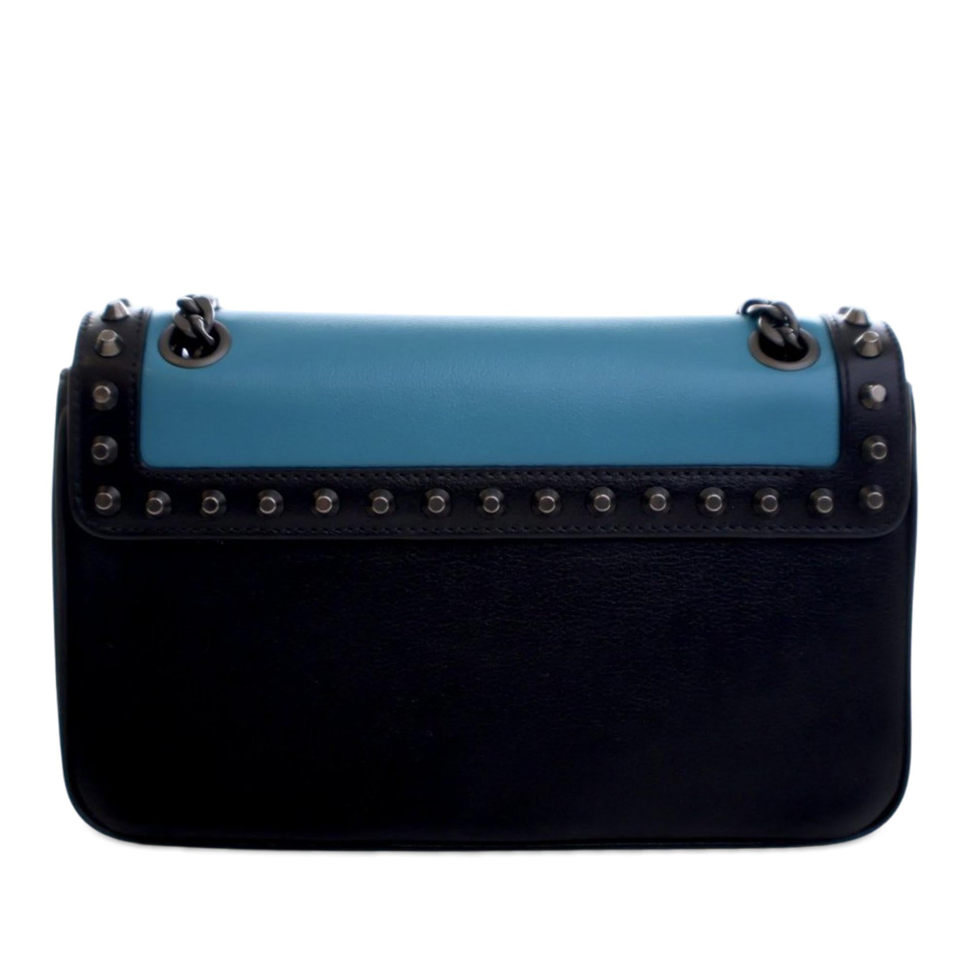 Prada Bicolor Glace Calfskin Studded Crossbody