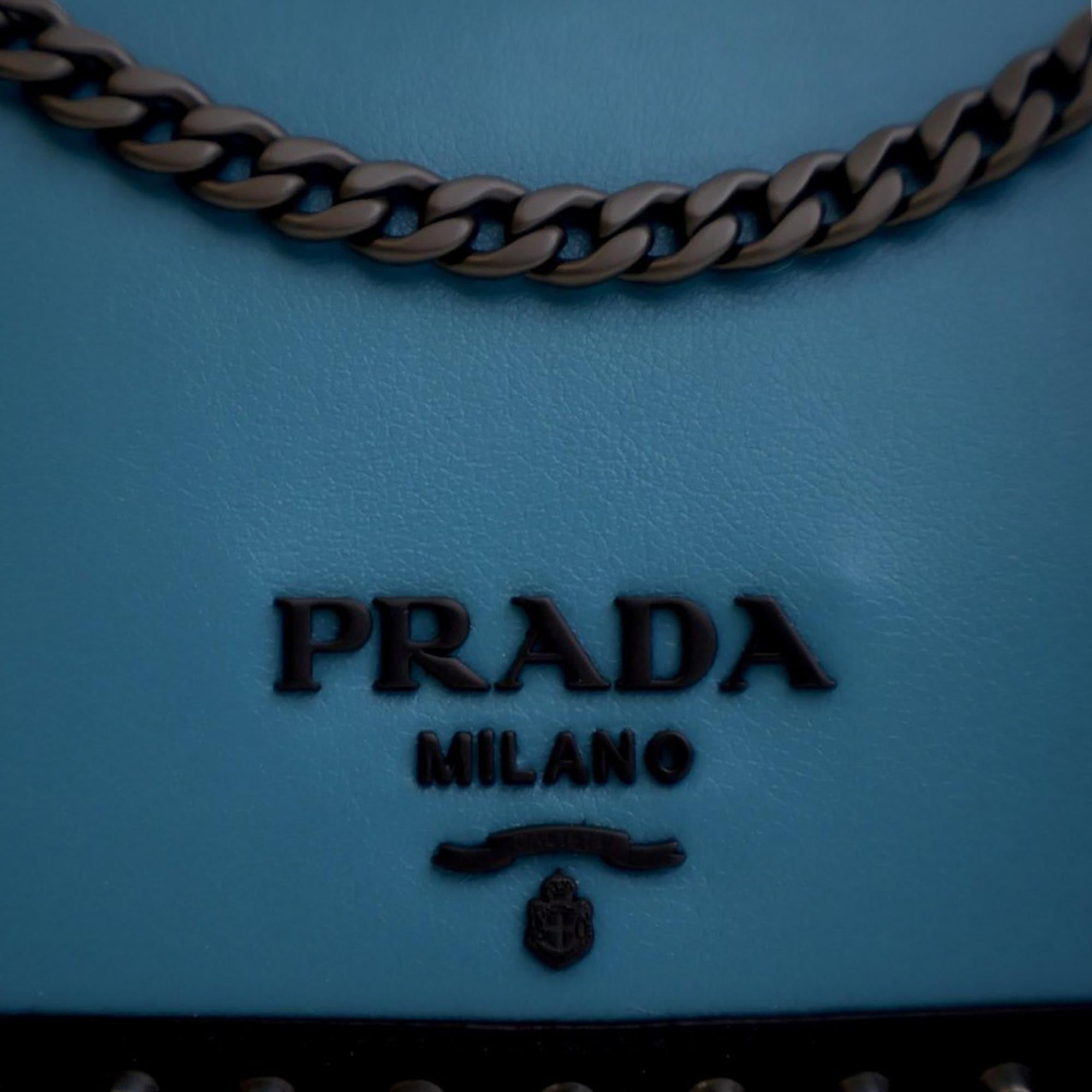 Prada Bicolor Glace Calfskin Studded Crossbody