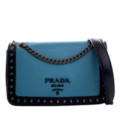 Prada Bicolor Glace Calfskin Studded Crossbody