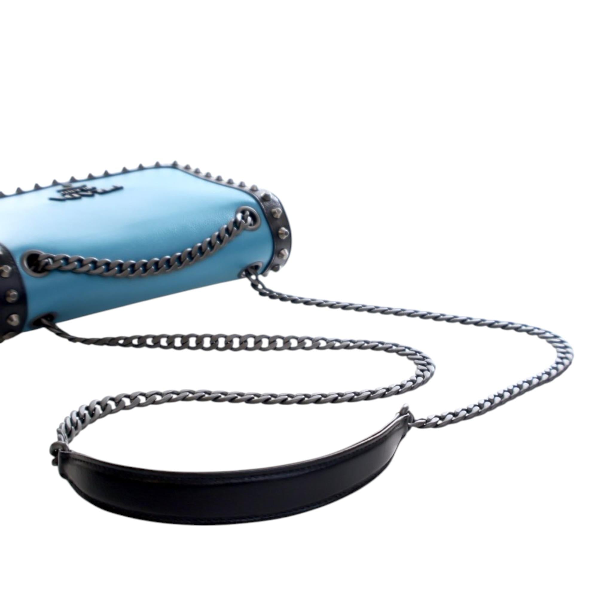 Prada Bicolor Glace Calfskin Studded Crossbody