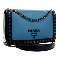 Prada Bicolor Glace Calfskin Studded Crossbody