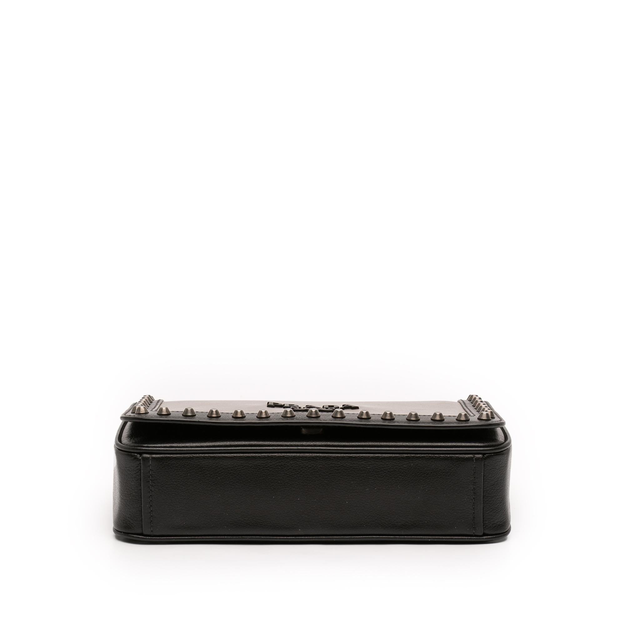 Prada Bicolor Glace Calfskin Studded Crossbody