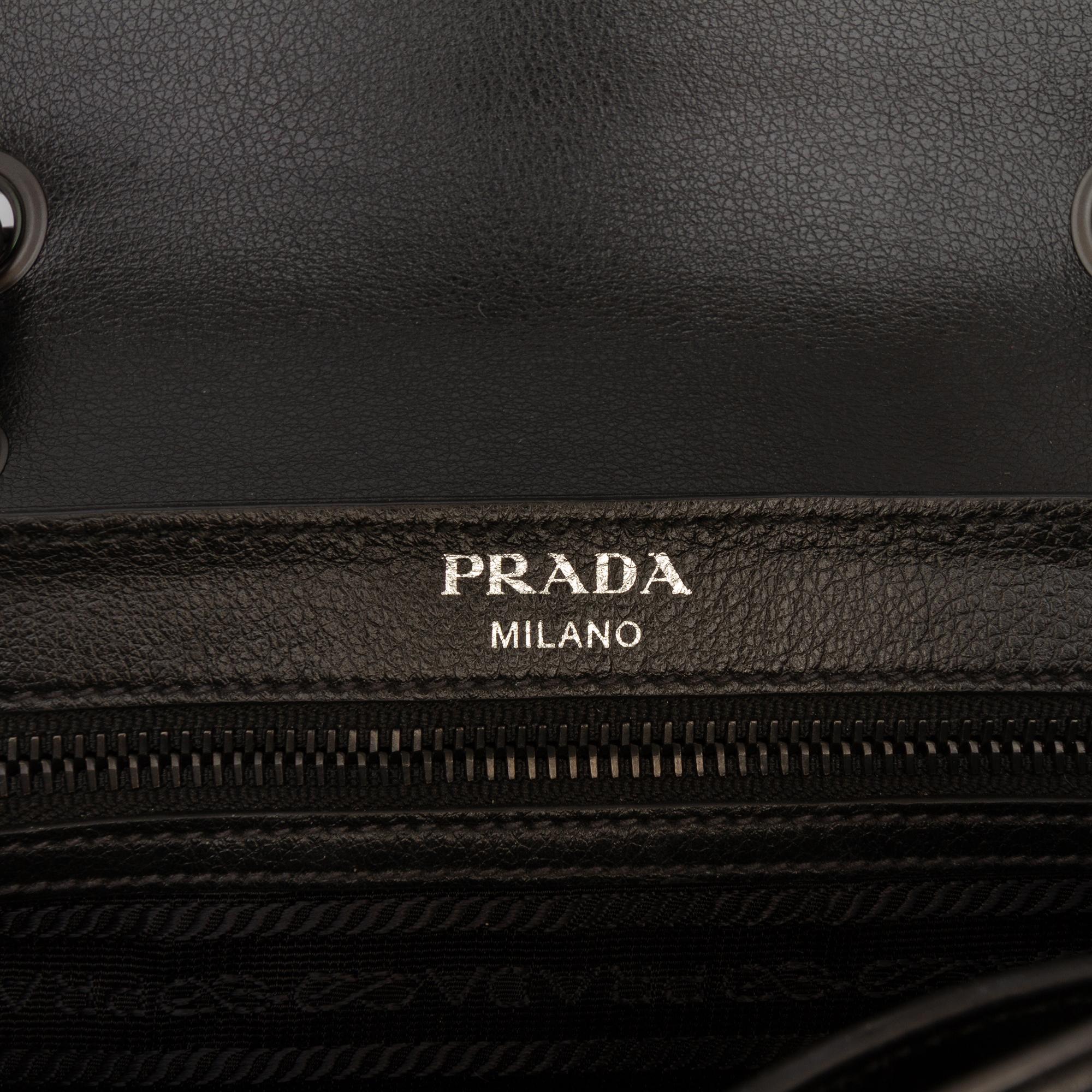 Prada Bicolor Glace Calfskin Studded Crossbody