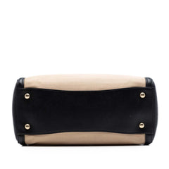 Prada Bicolor Saffiano Cuir Trimmed Canvas Satchel