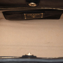 Prada Bicolor Saffiano Cuir Trimmed Canvas Satchel