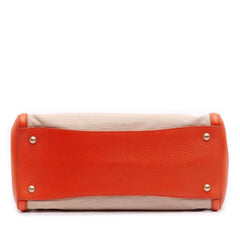 Prada Bicolor Saffiano Cuir Trimmed Canvas Satchel