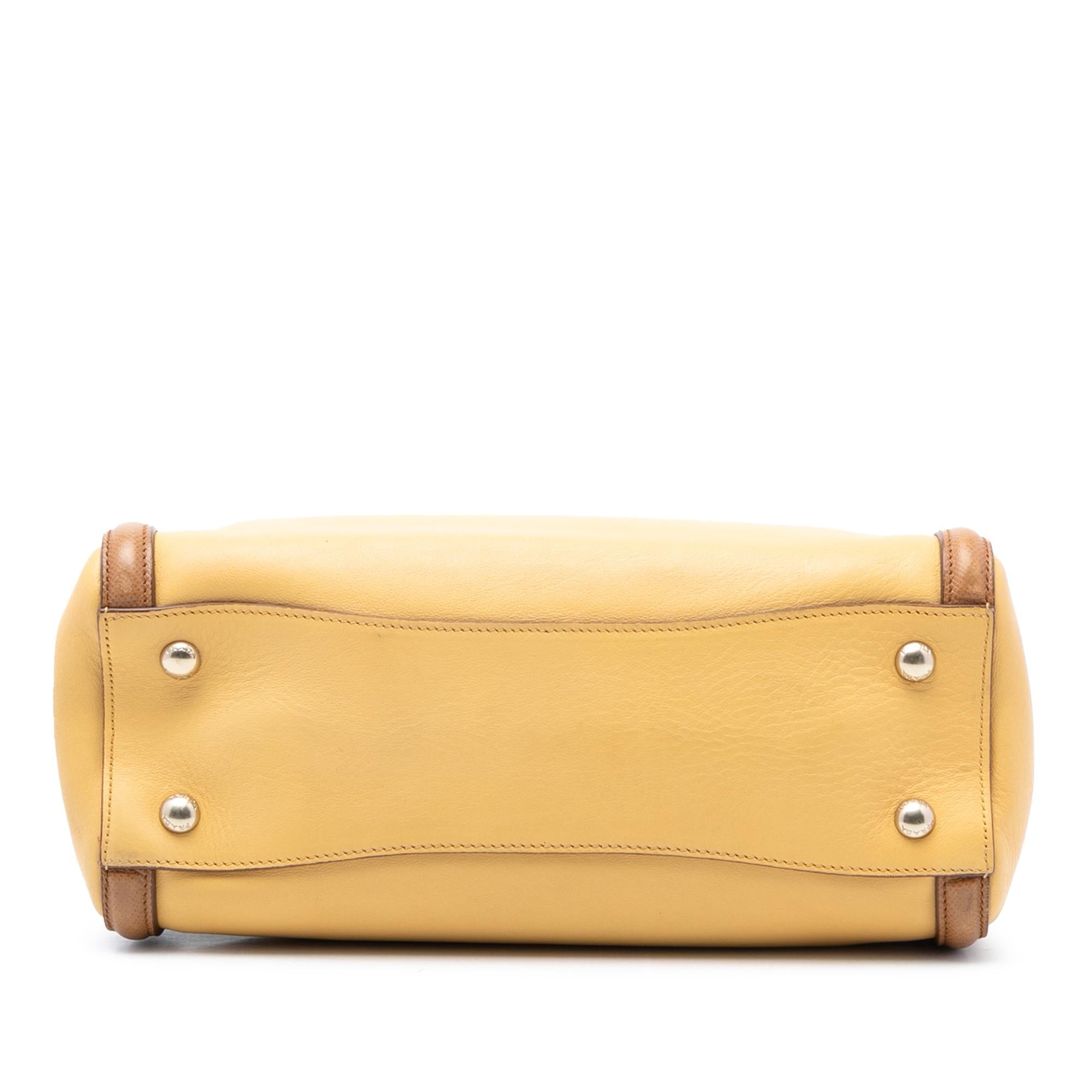 Prada Bicolor Saffiano Cuir Trimmed Leather Satchel