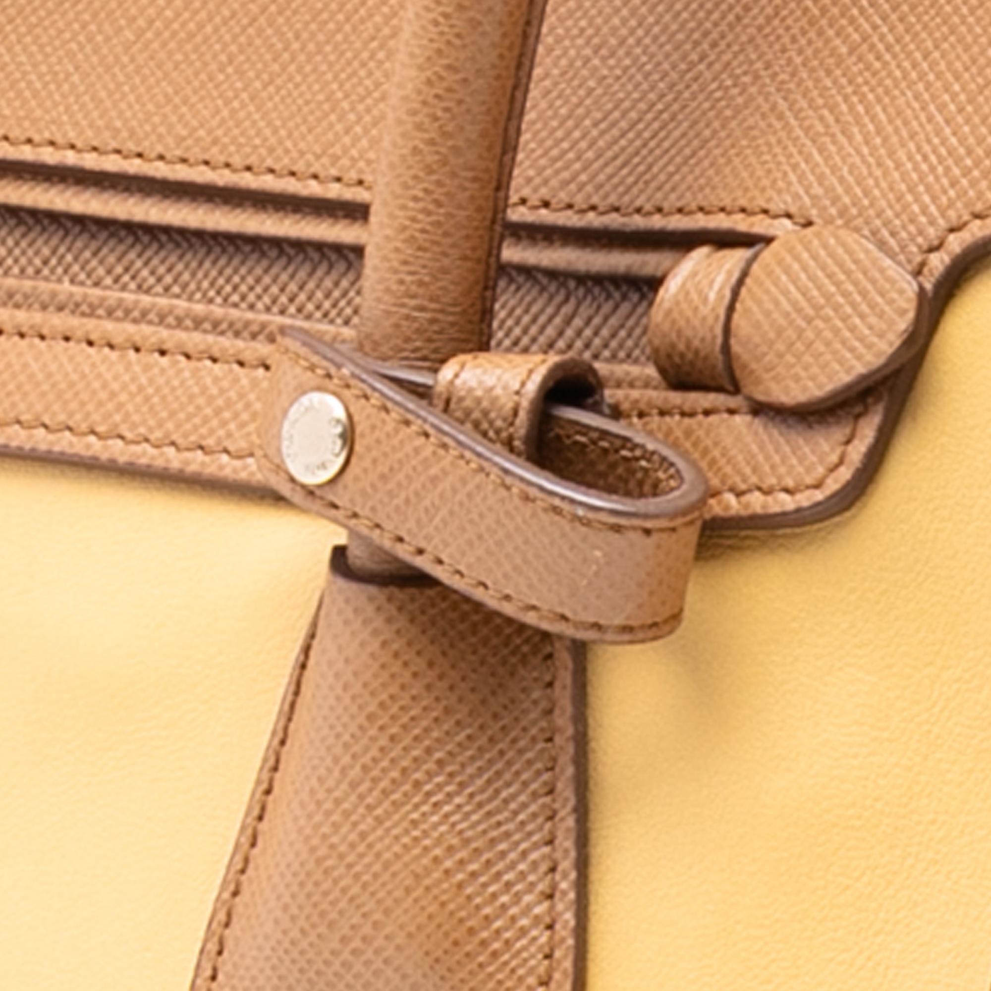 Prada Bicolor Saffiano Cuir Trimmed Leather Satchel