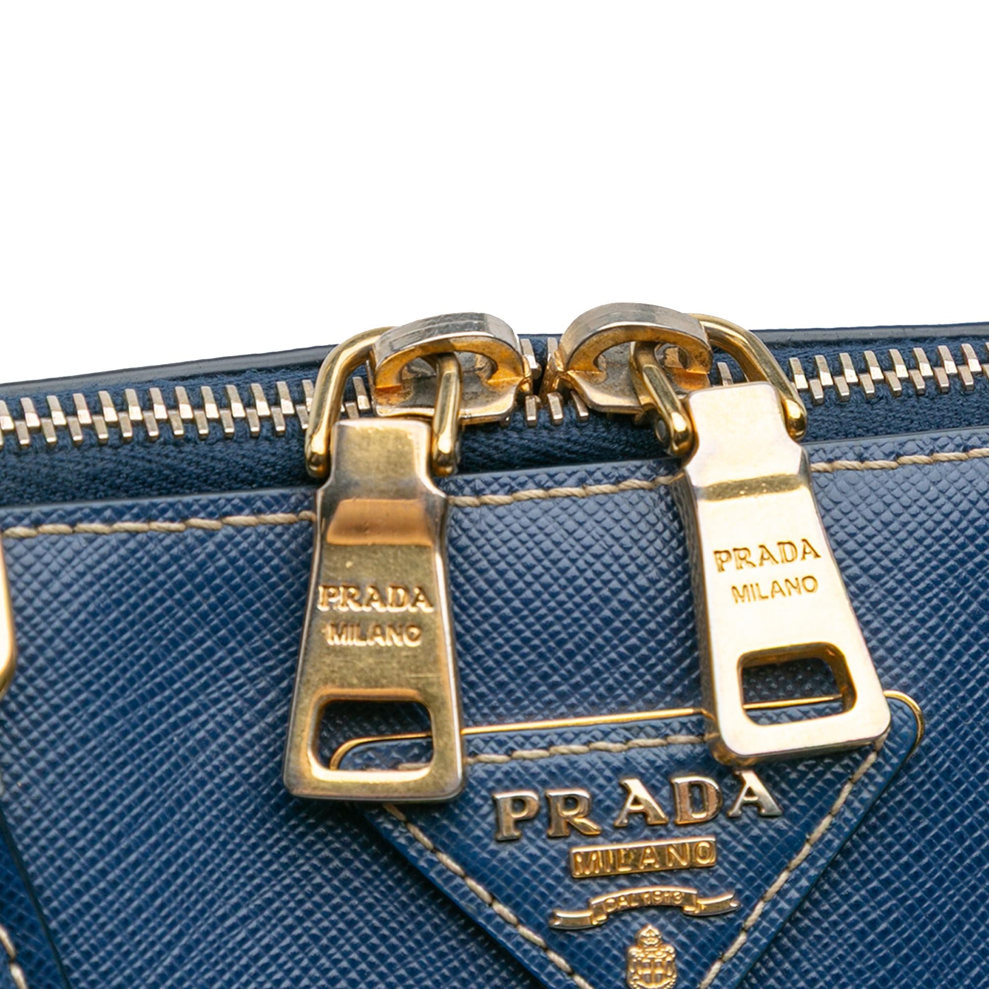 Prada Bicolor Saffiano Lux Promenade Dome Handbag