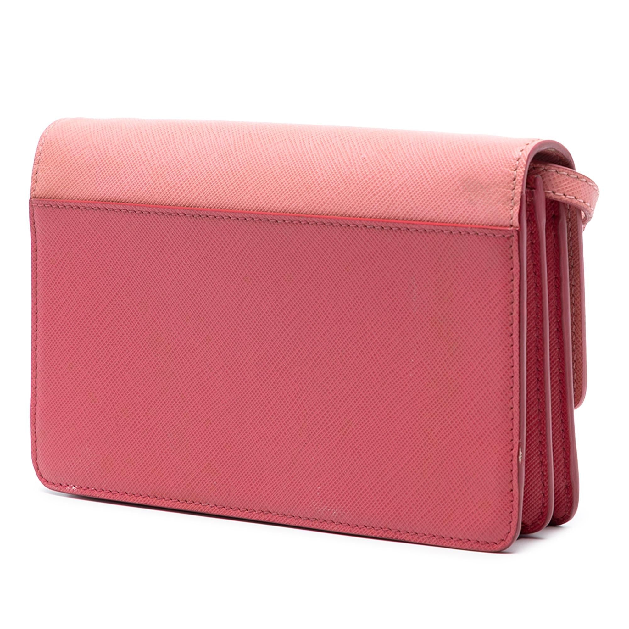 Prada Bicolor Saffiano Lux Wallet On Strap