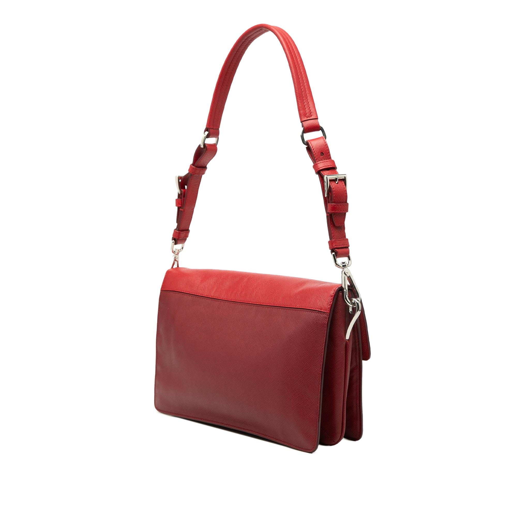 Prada Bicolor Saffiano Sound Lock Shoulder Bag