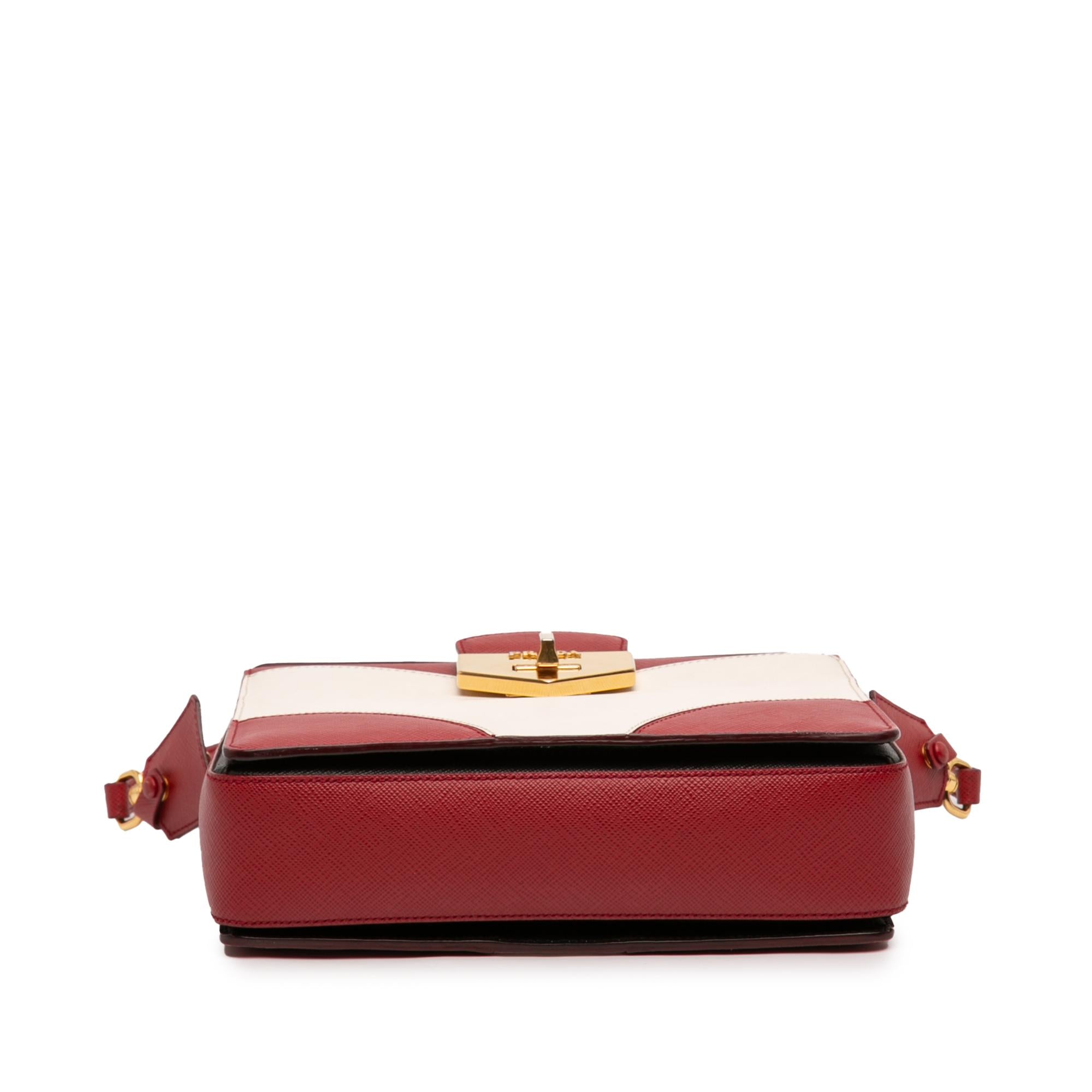 Prada Bicolor Saffiano Turnlock Satchel