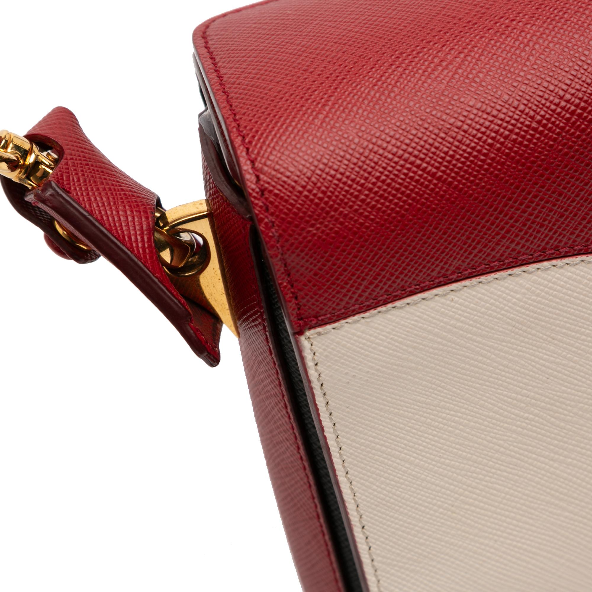 Prada Bicolor Saffiano Turnlock Satchel