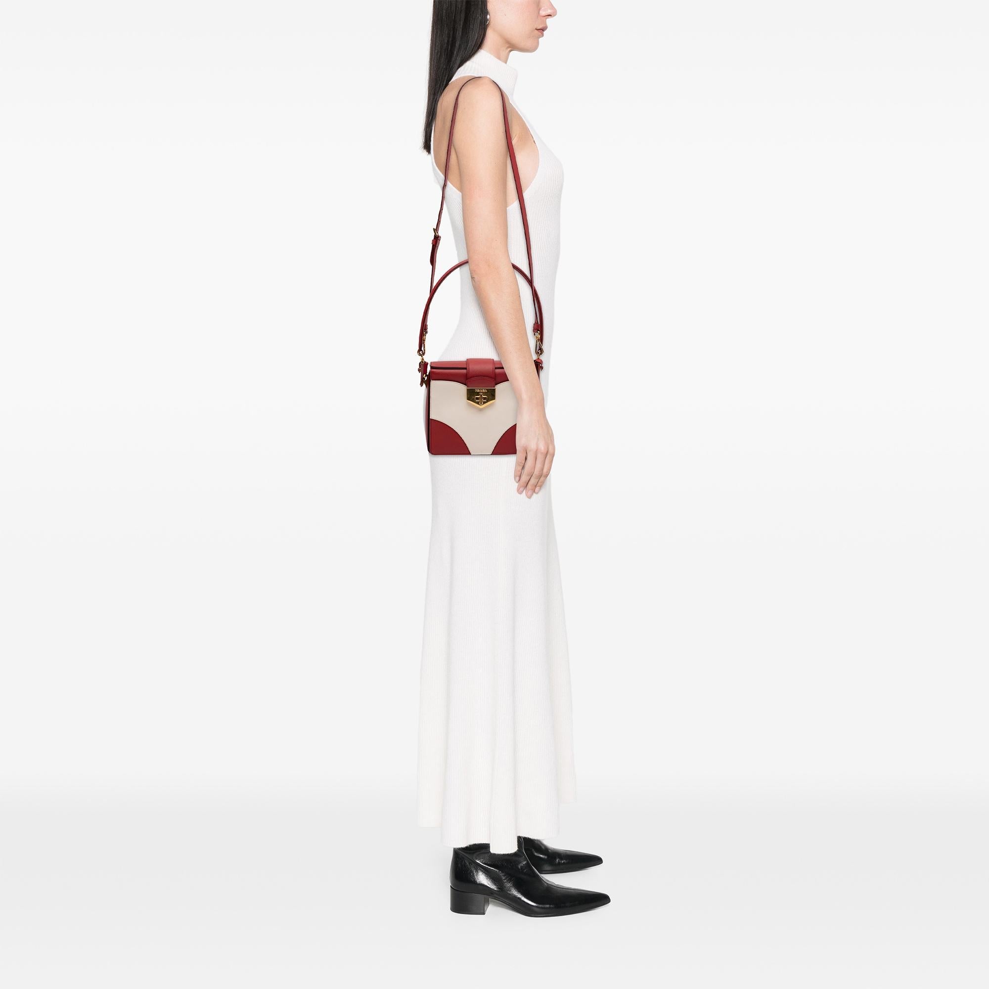 Prada Bicolor Saffiano Turnlock Satchel